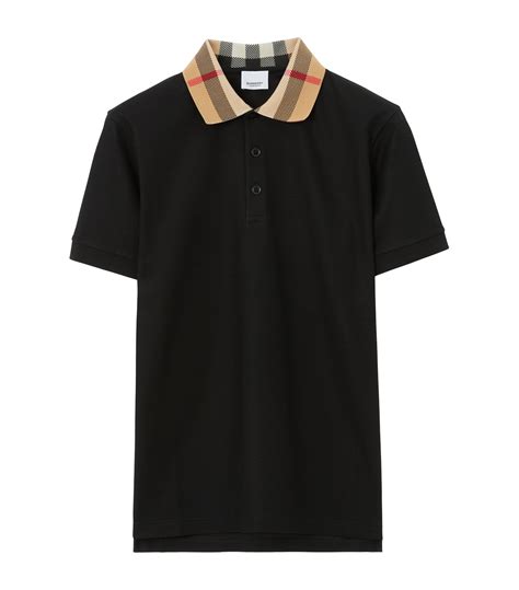 burberry polo rainbow collar|Check Collar Cotton Polo Shirt in Black .